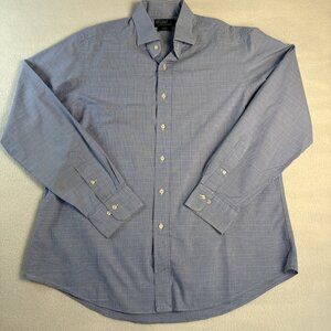 Polo Ralph Lauren Regent Dress Shirt Men's 17 36/37 Custom Fit Blue White Plaid